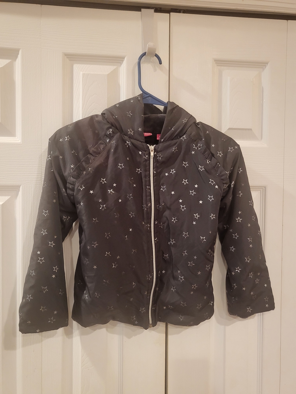 Penelope Mack Girls Black Star Print Hooded Jacket - Size 6X Faded Stars